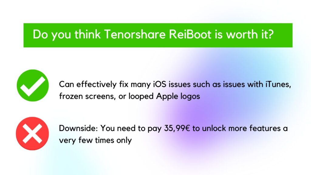 Tenorshare ReiBoot Review. Does it fix iCloud Activation Lock? 3 Do you think Tenorshare ReiBoot is worth it?